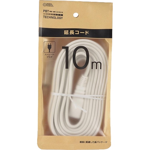 延長コード 1個口 10m ストレートプラグ ホワイト HS-T110EDLP22