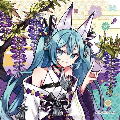 初音ミク 百鬼夜行 クッションカバー 妖狐 藤 [キャラクターグッズ]