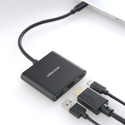 USB Type-C ドッキングステーション 3in1 ブラック GH-MHC3A-BK