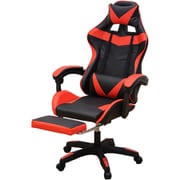 フットレスト付き レーシングチェア ゲーミングチェア レッド TAN-209(RED)
