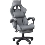フットレスト付き レーシングチェア ゲーミングチェア ファブリック グレー TAN-209F(GY)