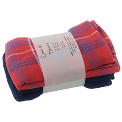 Coordi Hours/コーデガーゼチェック（チェック＆カラー）フェイスタオル2枚セット（レッド・ネイビー） CDZG-02-（6）