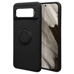 7738P8TPRBK [Google Pixel 8用 ケース カバー ソフトケース TPU スマホリング付き 落下防止 スタンド ブラック]
