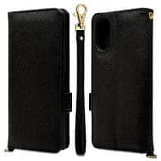 Xperia 5V用 ケース カバー 手帳型 カード入れ スタンド機能 ハンドストラップ付き ブラック 7755XP55BHSBK