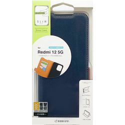 7764R12BSMNVB [Redmi 12 5G用 ケース カバー 手帳型 薄型 耐衝撃吸収 カード入れ スタンド機能 サイドマグネット NV×BR]
