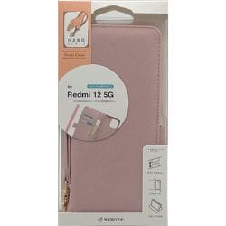 7766R12BHSLPK [Redmi 12 5G用 ケース カバー 手帳型 カード入れ スタンド機能 ハンドストラップ付き ライトピンク]