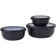 Cirqula 3pcs Set Low NORDIC BLACK保存容器（丸型）BK 5703061BK