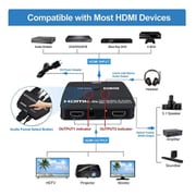 1：2 HDMIスプリッター/4K-60Hz対応/3.5mm アナログステレオOUT付き/HDCP2.2/HDR10 HDX-SP4K2