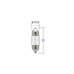 12V10W 口金S8.5/8.5 ガラス球T10×31 光色クリア （1ケース10個入リ） 2254