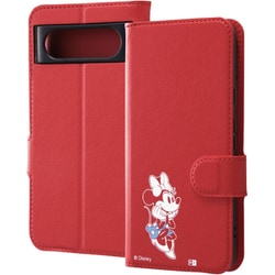 Google Pixel 8用 手帳型レザーケース シンプル マグネット ディズニー/ミニーマウス sitting2 IJ-DGP8ELC1R/MN24