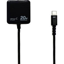PD20W対応 TYPE-C コンセント充電器 1.5m ブラック AKJ-PD20 BK