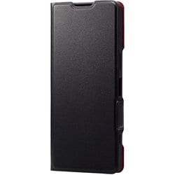PM-X233PLFUBK [Xperia 5 V（SO-53D/SOG12） ケース レザー カバー 手帳型 マグネット フラップ 衝撃吸収 超軽量 薄型 ワイヤレス充電可 スタンド機能付 UltraSlim ブラック]