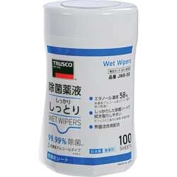 除菌薬液しっかりしっとりウェットワイパー ボトル 高濃度アルコールタイプ 100枚入 JWB-58