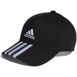 スリーストライプス コットンツイル ベースボールキャップ DKH29 IB3242 ブラック/ホワイト OSFZサイズ(54-57cm) [キャップ]