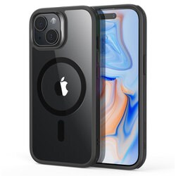 ESR Classic Hybrid Case （HaloLock）, Compatible with iPhone 15 - Clear Black [iPhone 15対応 Magsafe対応 ミリタリーグレード軽量ケース]