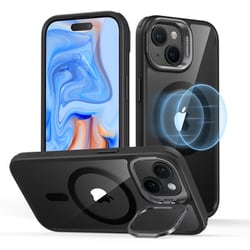 ESR Classic Hybrid Case with Stash Stand （HaloLock）, Compatible with iPhone 15 Plus - Clear Black [iPhone 15 Plus対応 カメラリングスタンド付き クリアハイブリッドMagSafe対応ケース]