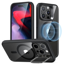 ESR Classic Hybrid Case with Stash Stand （HaloLock）, Compatible with iPhone 15 Pro - Clear Black [iPhone 15 Pro対応 カメラリングスタンド付き クリアハイブリッドMagSafe対応ケース]
