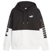 POWER カラーブロック フーディー 裏起毛 678408 01 PUMA Black Mサイズ [フィットネス パーカー レディース]