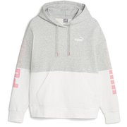 POWER カラーブロック フーディー 裏起毛 678408 04 Light Gray Heather Lサイズ [フィットネス パーカー レディース]