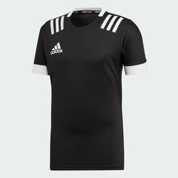 スリーストライプス ジャージー M RUGBY 3-STRIPES JERSEY FXU53 DY8502 ブラック/ホワイト Lサイズ [ラグビー 半袖シャツ メンズ]