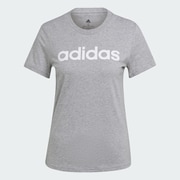 エッセンシャルズ スリム ロゴ 半袖Tシャツ W LOUNGEWEAR ESSENTIALS SLIM LOGO TEE 28869 HL2053 ミディアムグレーヘザー/ホワイト Mサイズ [ランニングウェア シャツ レディース]