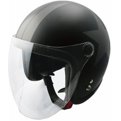 スモールジェットヘルメット フリーサイズ（58-59cm） デザイン ハーフマッドブラック/ガンメタ/スター JL-65SR-D