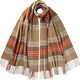 大判 タータンチェック ストール カシミヤ100％ レディース スコットランド製 Camel ＆ Orange WA56 190×70 AU7519