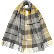 大判 タータンチェック ストール カシミヤ100% レディース スコットランド製 Grey & Yellow WA56 190×70 AU7521