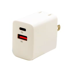 USB急速充電器 USB PD（パワーデリバリー）/QC（クイックチャージ）対応 30W USB-C×1/USB-A×1 スイングプラグ採用 ホワイト NB-IPPD30WH