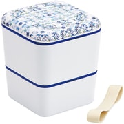 SLBWS6M [メラミン蓋ランチBOX2段 角型 600ml 天平文様/夢幻（濃青）]