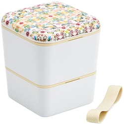 メラミン蓋ランチBOX2段 角型 600ml 天平文様/夢幻（薄紅） SLBWS6M