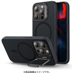 ESR Cloud Soft Case with Stash Stand （HaloLock）, Compatible with iPhone 15 Pro - Black [iPhone 15 Pro対応 Magsafe対応 カメラリングスタンド付き ミリタリーグレードシリコンケース]