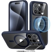 ESR Classic Hybrid Case with Stash Stand （HaloLock）, Compatible with iPhone 15 Pro - Clear Dark Blue [iPhone 15 Pro対応 カメラリングスタンドつき クリアハイブリッドMagSafe対応ケース]