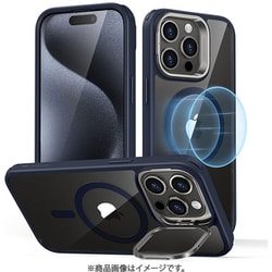 ESR Classic Hybrid Case with Stash Stand （HaloLock）, Compatible with iPhone 15 Pro Max - Clear Dark Blue [iPhone 15 Pro Max対応 カメラリングスタンドつき クリアハイブリッドMagSafe対応ケース]