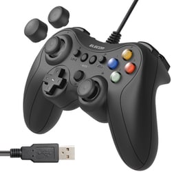 有線ゲームパッド USB接続 Xinput Xbox系ボタン配置 FPS仕様 13ボタン 高耐久ボタン 軽量 スティックカバー交換 公式大会使用可 ブラック JC-GP30XBK