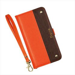 EL-IP15PM-04OB [iPhone 15 Pro Max 用 ケース 手帳型 ツートン スマホケース エレガンテ Elegante/オレンジ・ブラウン]