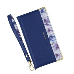 BL-IP15P-06NV [iPhone 15 Pro用 ケース 手帳型 ブルーミー スマホケース フラワー エレガンテ Elegante/ネイビー]