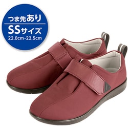 介護靴・介護シューズ プラスハート 転びにくいシューズ つま先あり SSサイズ ワイン