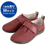 介護靴・介護シューズ プラスハート 転びにくいシューズ つま先あり Mサイズ ワイン