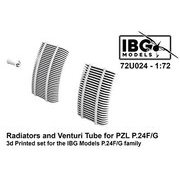 PBU7224 1/72 PZL P.24F/G用 ラジエター＆ベンチュリー管 3Dプリント IBG用（72U024） [プラモデル用パーツ]