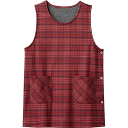 軽くてあったかチュニックエプロン レッドチェック M-L