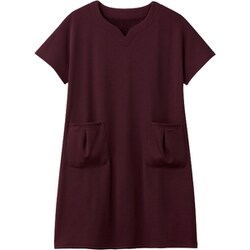 体型カバー裏起毛チュニック ボルドー L