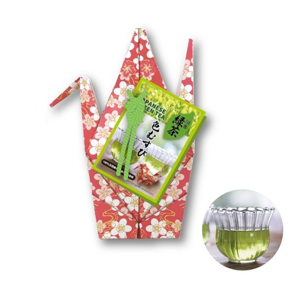 緑茶色むすび 折り鶴 オリーブ アルミパック1個（ティーパック3P）