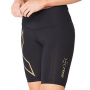 MCS ライトスピード ミッドライズ コンプレッションショート WA6593B Black/Gold Reflective Sサイズ [コンディショニングウェア タイツ レディース]