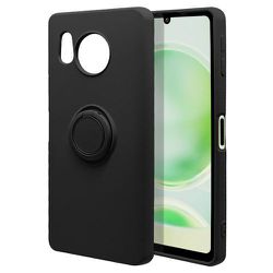 7788AS8TPRBK [AQUOS sense8用 ケース カバー ソフトケース TPU スマホリング付き 落下防止 スタンド ブラック]
