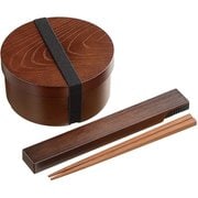 曲げわっぱ風弁当箱 丸型 箸と箸ケースのセット TW-12