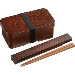 曲げわっぱ風弁当箱 長角型 箸と箸ケースのセット TW-14