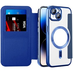 RM-15MGPL-NV [iPhone 15 Plus用 手帳型マグセーフ対応ケース ネイビーブルー]