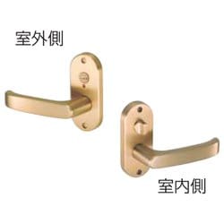 Jレバーハンドルセット №24 小判座・表示錠 サテンゴールド JL-24-4K-SG B/S（バックセット） 60mm JL-24-4K-SG B/S 60mm