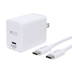 GaN採用 USB PD対応 ACアダプタ 65W Type-Cケーブル付属（発熱感知センサー内蔵） ホワイト IPA-CS03/WH